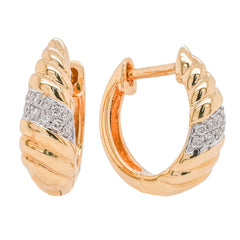 14K Yellow Gold Slanted Diamond Huggie Earrings | 0.06 CTW, view 2