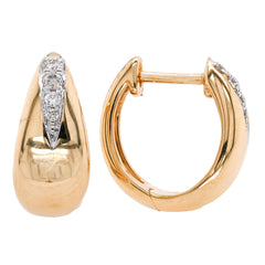 14K Yellow Gold Diamond Vertical Huggie Earrings | 0.06 CTW Natural Diamonds, view 2