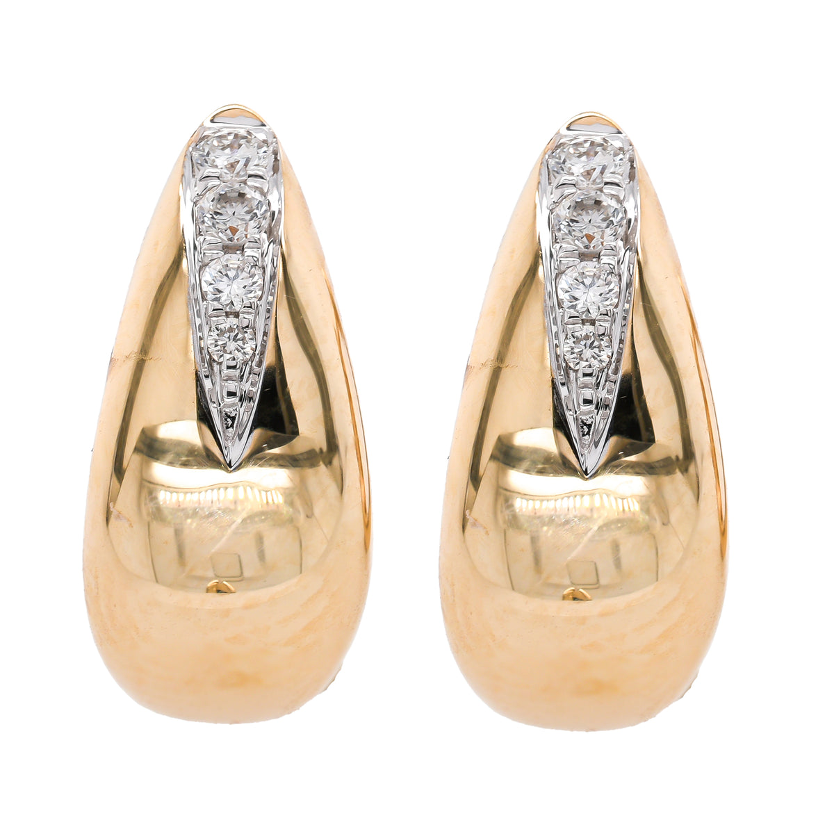 14K Yellow Gold Diamond Vertical Huggie Earrings | 0.06 CTW Natural Diamonds