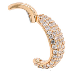 14K Yellow Gold Diamond Pave Single Ear Cuff 6.6mm, view 2