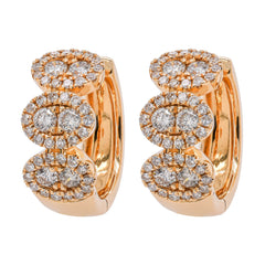 14K Yellow Gold Diamond 3-Oval Cluster Hoop Earrings, view 1