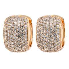 14K Yellow Gold Diamond Pave Huggie Earring, view 1