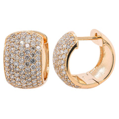 14K Yellow Gold Diamond Pave Huggie Earring, view 2