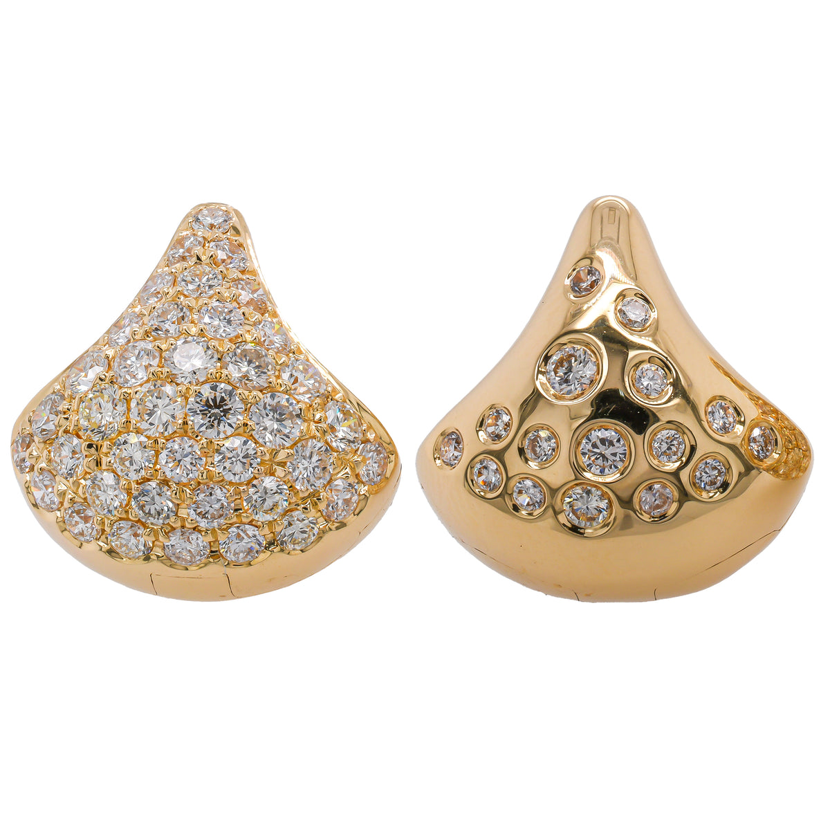 14K Yellow Gold Diamond Hershey Kiss Reversible Earrings