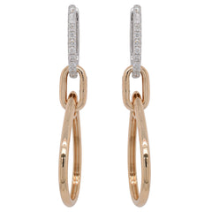 14K Yellow and White Gold 3- Drop Diamond Earrings, view 1