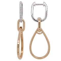 14K Yellow and White Gold 3- Drop Diamond Earrings, view 2