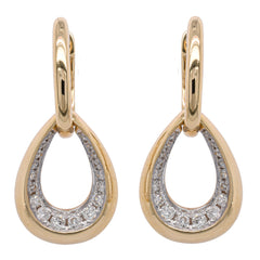 14K Yellow Gold Diamond Pear Huggie Earrings, view 1