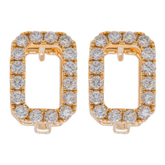 14K Yellow Gold Diamond Rectangle Huggie Earrings, view 1