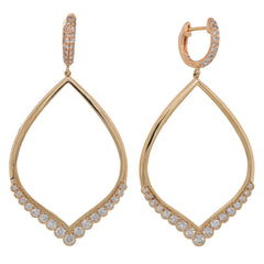 14K Yellow Gold Diamond Chandelier Earrings, view 2