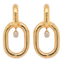 14K Yellow Gold Diamond Dangle Earrings, view 1