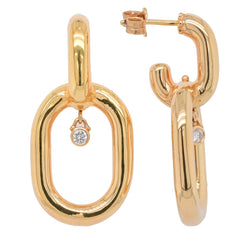 14K Yellow Gold Diamond Dangle Earrings, view 2