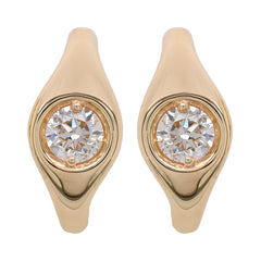 14K Yellow Gold Diamond J Hoop Earrings, view 1