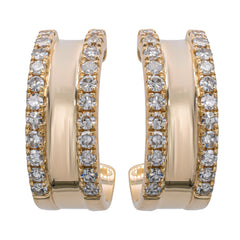14K Yellow Gold Diamond C Hoop Earrings 13mm, view 1