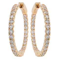 14K Yellow Gold Diamond 2CT Hoop Earrings 26mm, view 1