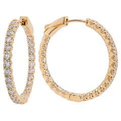 14K Yellow Gold Diamond 2CT Hoop Earrings 26mm, view 2