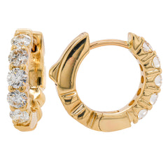 14K Yellow Gold Diamond 0.78CT Hoop Earrings 14mm, view 2