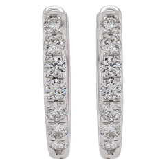 14K White Gold Diamond Oval Hoop 15.5x13.5mm Earrings, view 1