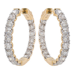 14K Yellow Gold Diamond Hoop 31mm Earrings 7CT, view 1