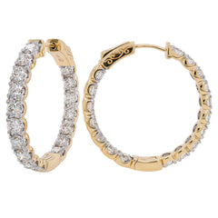14K Yellow Gold Diamond Hoop 31mm Earrings 7CT, view 2
