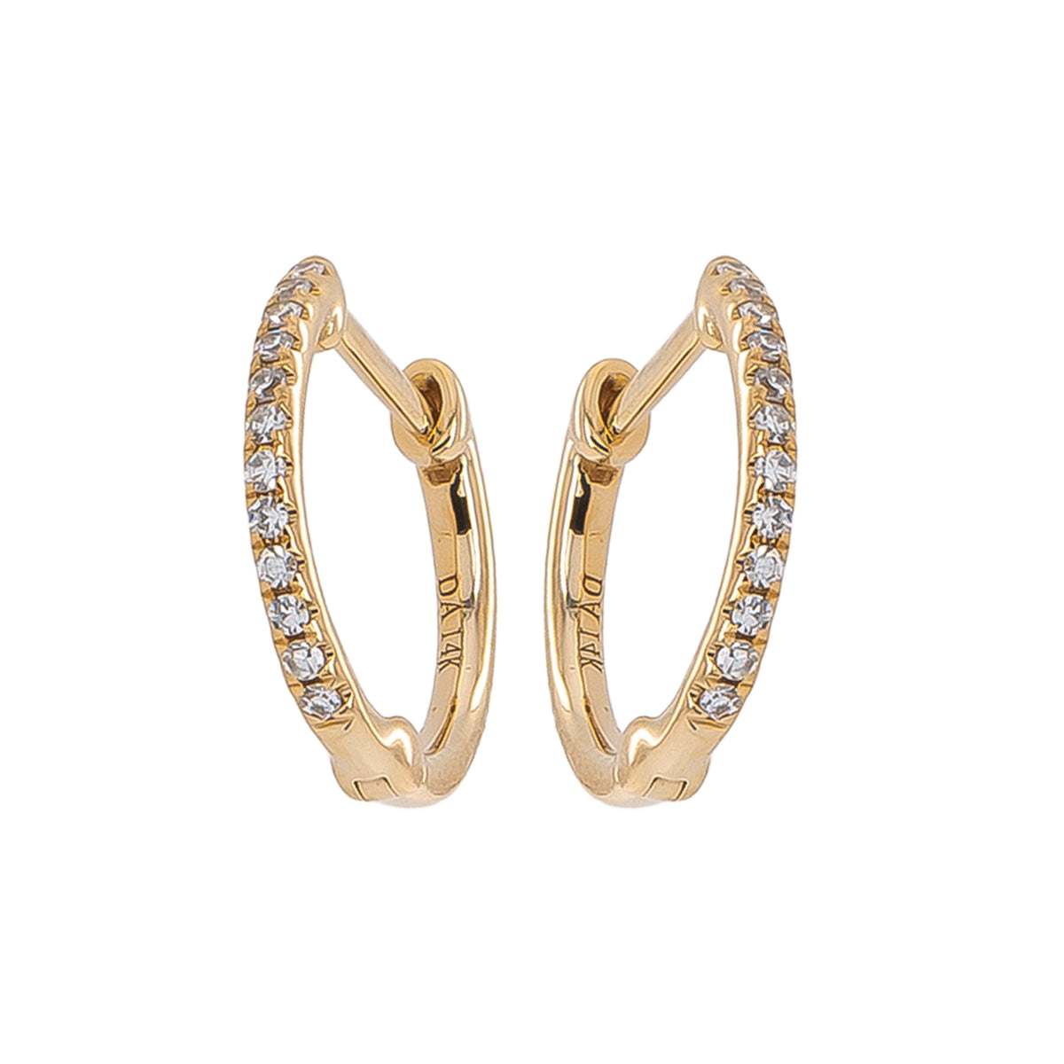 14K Yellow Gold Diamond Huggie Earrings