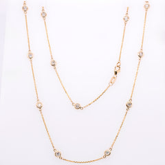 14K Yellow Gold Diamond by the Yard Necklace 1.00CT, view 2