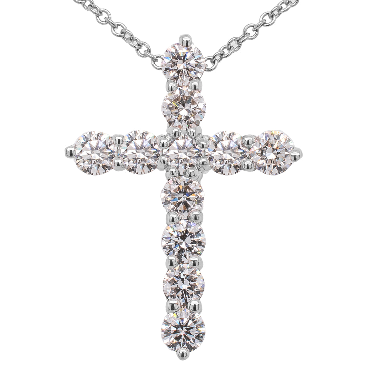 18K White Gold Diamond Cross Pendant