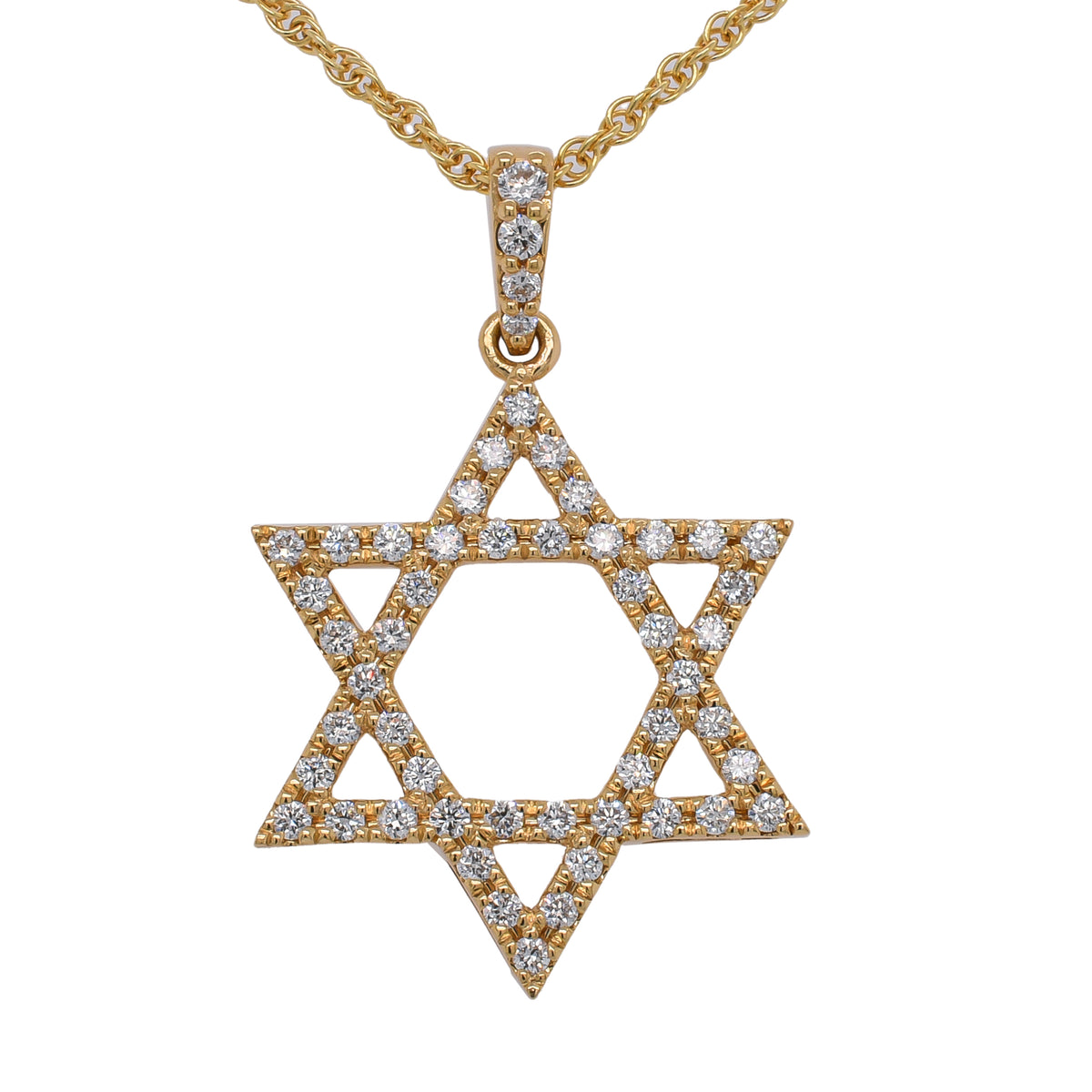 18K Yellow Gold Diamond Star of David Pendant