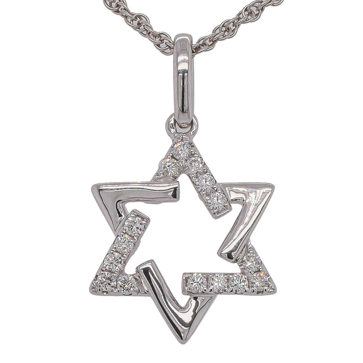 18K White Gold Diamond Star of David Pendant | 0.18 CTW Natural Diamond Necklace