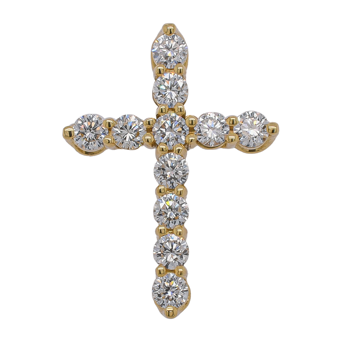 18K Yellow Gold Diamond Cross Pendant | 0.53 CTW Natural Diamond Cross Necklace