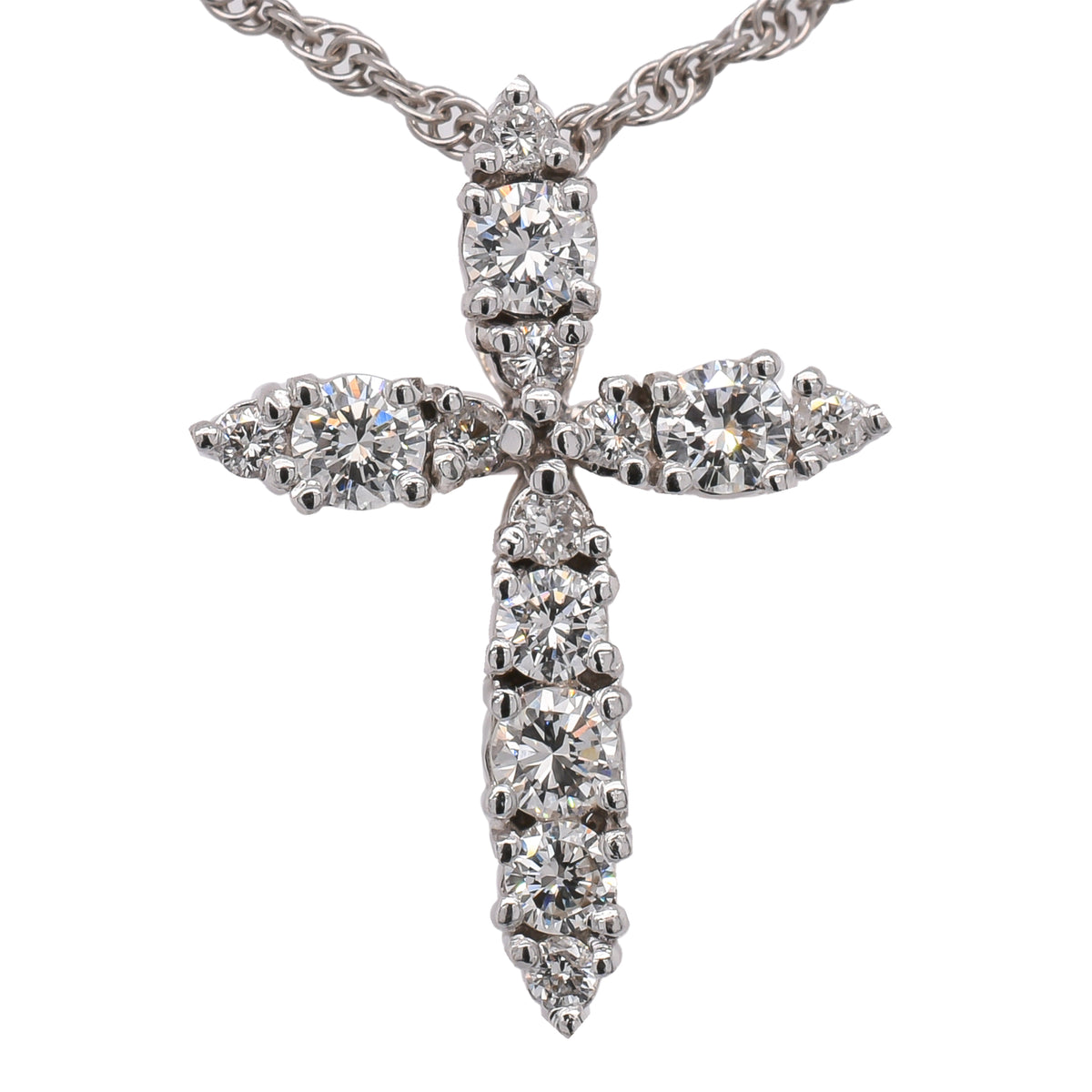 18K White Gold Diamond Cross Pendant | 0.23 CTW Natural Diamond Cross Necklace