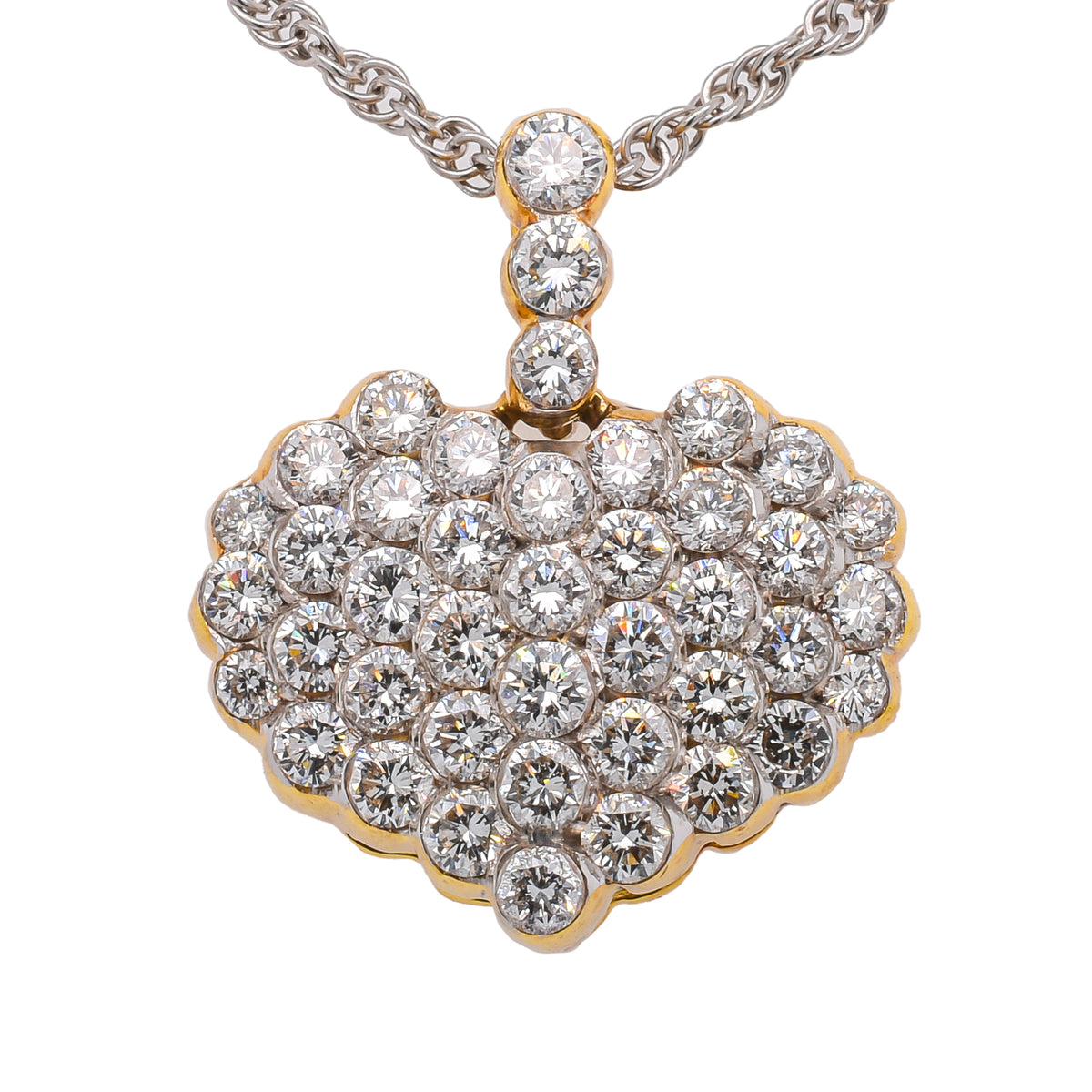 18K Yellow Gold Invisible Set Heart Pendant