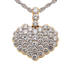 18K Yellow Gold Invisible Set Heart Pendant, view 1