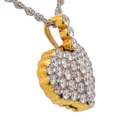 18K Yellow Gold Invisible Set Heart Pendant, view 2