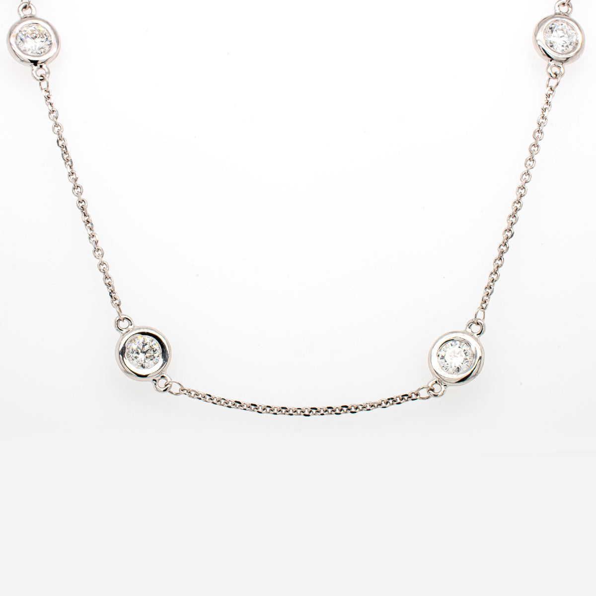 14K White Gold Diamond by the Yard Necklace 2.00CT