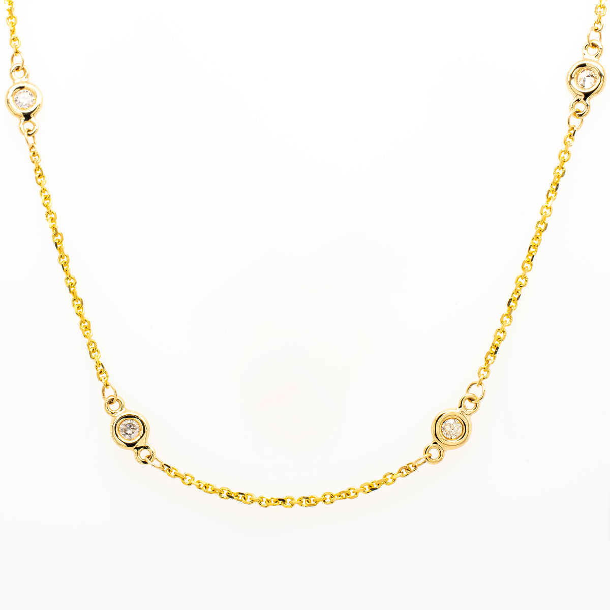 14K Yellow Gold Diamond by the Yard Necklace