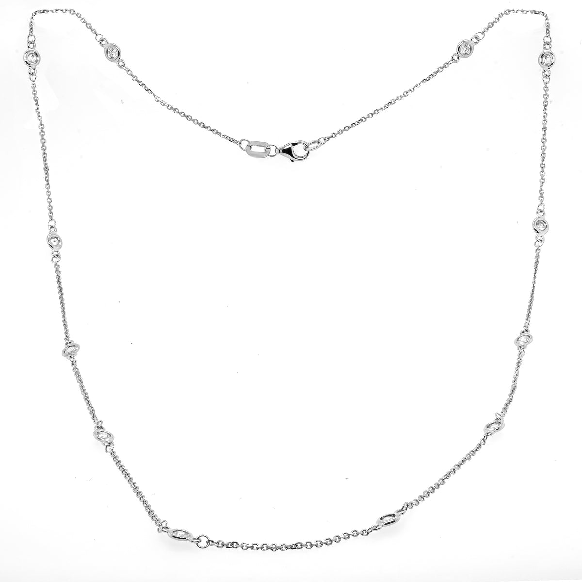 14K White Gold Diamond by the Yard Necklace | 0.75 CTW