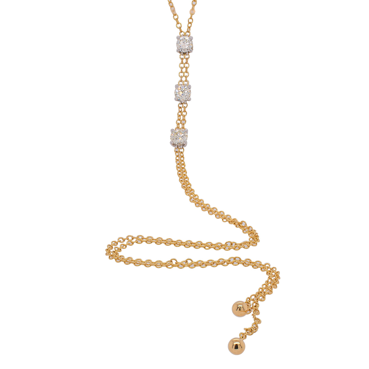 18K Yellow Gold Diamond Lariat Necklace