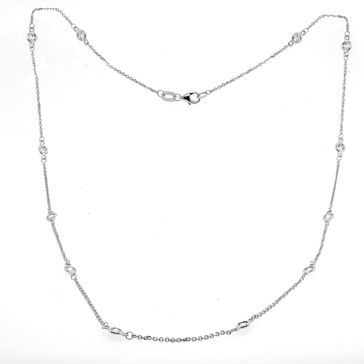 14K White Gold Diamond by the Yard Necklace 0.50CTW