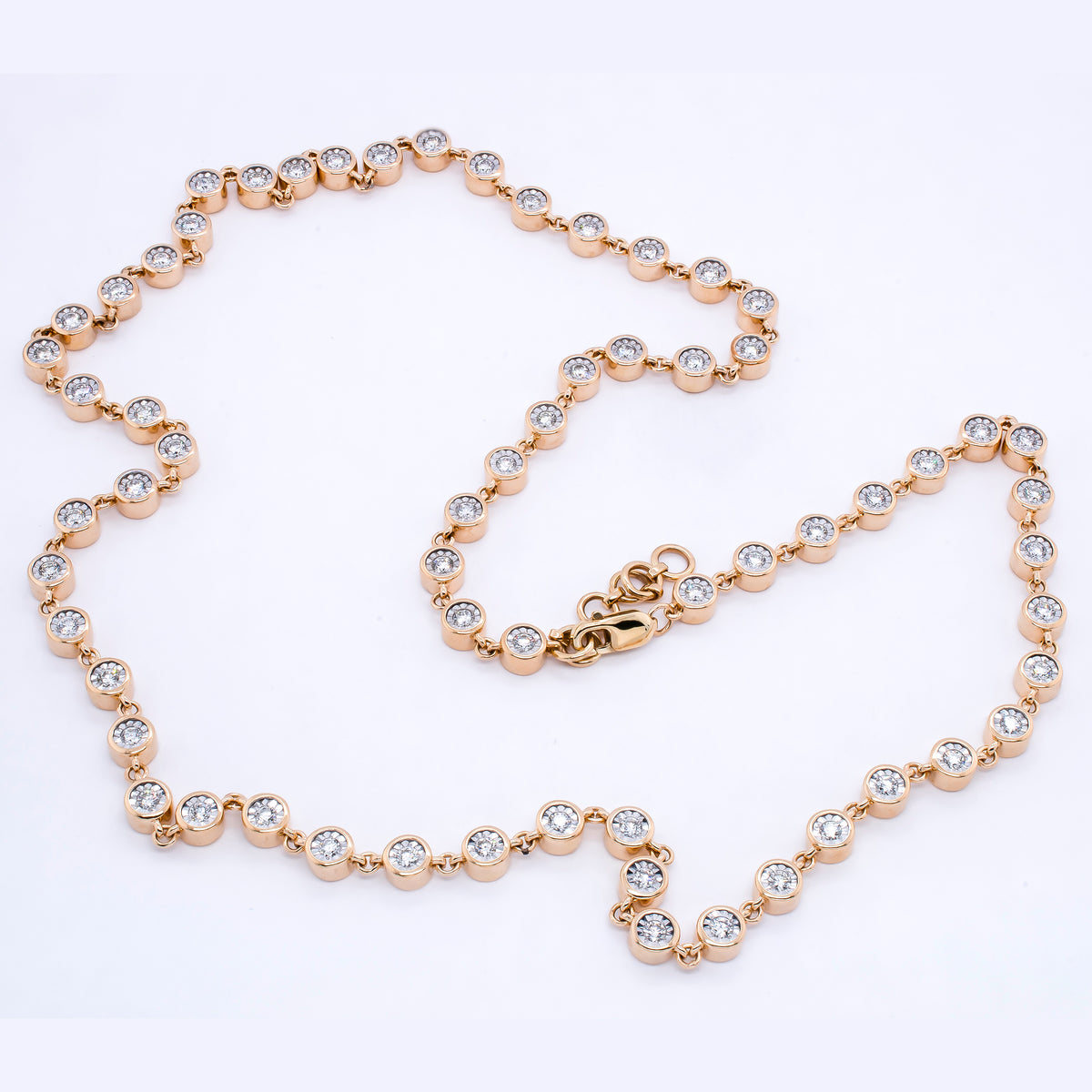 14K Yellow Gold Diamond Bezel Illusion Set Infinity Necklace
