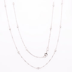 14K White Gold Bezeled Diamond by the Yard 18" Necklace, view 2