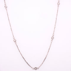 14K White Gold Bezeled Diamond by the Yard 18" Necklace, view 1