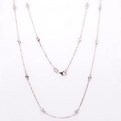 14K White Gold Bezeled Diamond by the Yard 18in Necklace, view 2