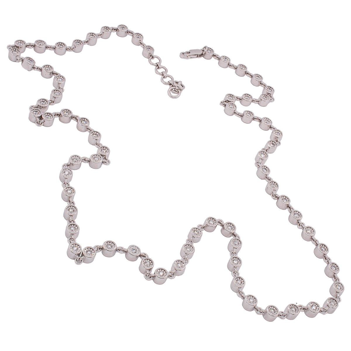 14K White Gold Diamond Bezel Illusion Set Infinity Necklace