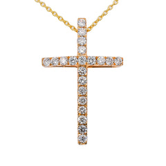 14K Yellow Gold Diamond Cross Necklace 16in, view 2