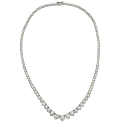 14K White Gold Graduated Diamond Tennis Necklace | 18.72 CTW Round Diamonds, view 2
