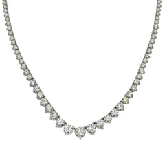14K White Gold Graduated Diamond Tennis Necklace | 18.72 CTW Round Diamonds, view 1