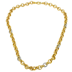 18K Yellow Gold Oval Link Chain with Diamonds, view 1
