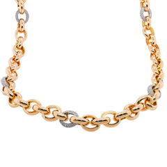 18K Yellow Gold Oval Link Chain with Diamonds, view 2
