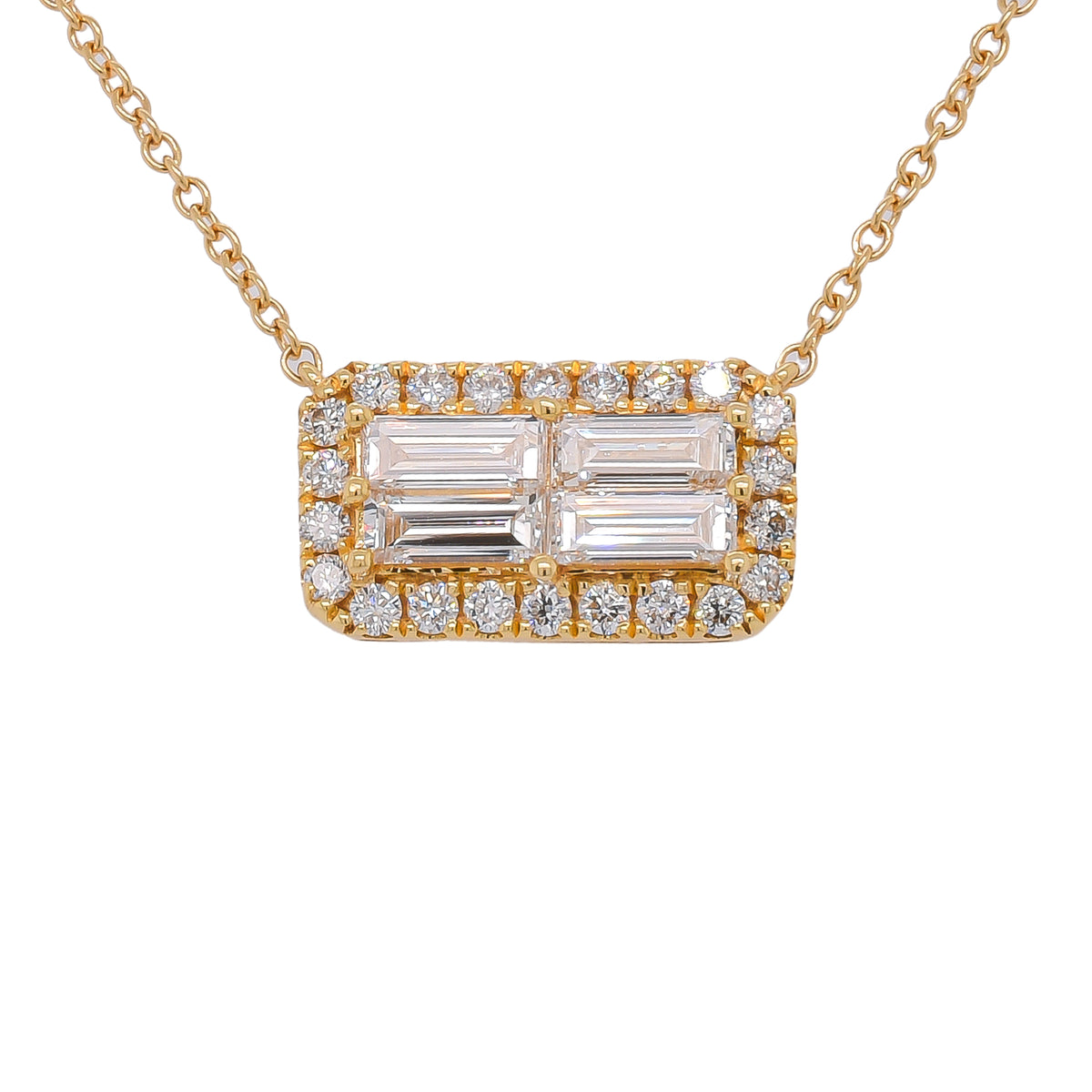18K Yellow Gold Diamond Station Bar Pendant | 0.89 CTW G/SI Diamonds