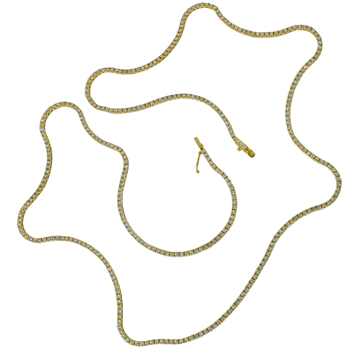 18K Yellow Gold Diamond Tennis Chain Necklace